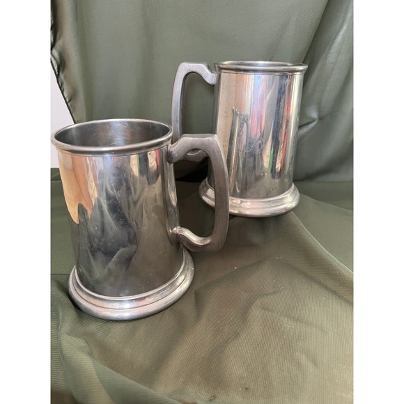 Pewter Mastercraft (?) Mug Tankard Pair - Picture 2 of 9